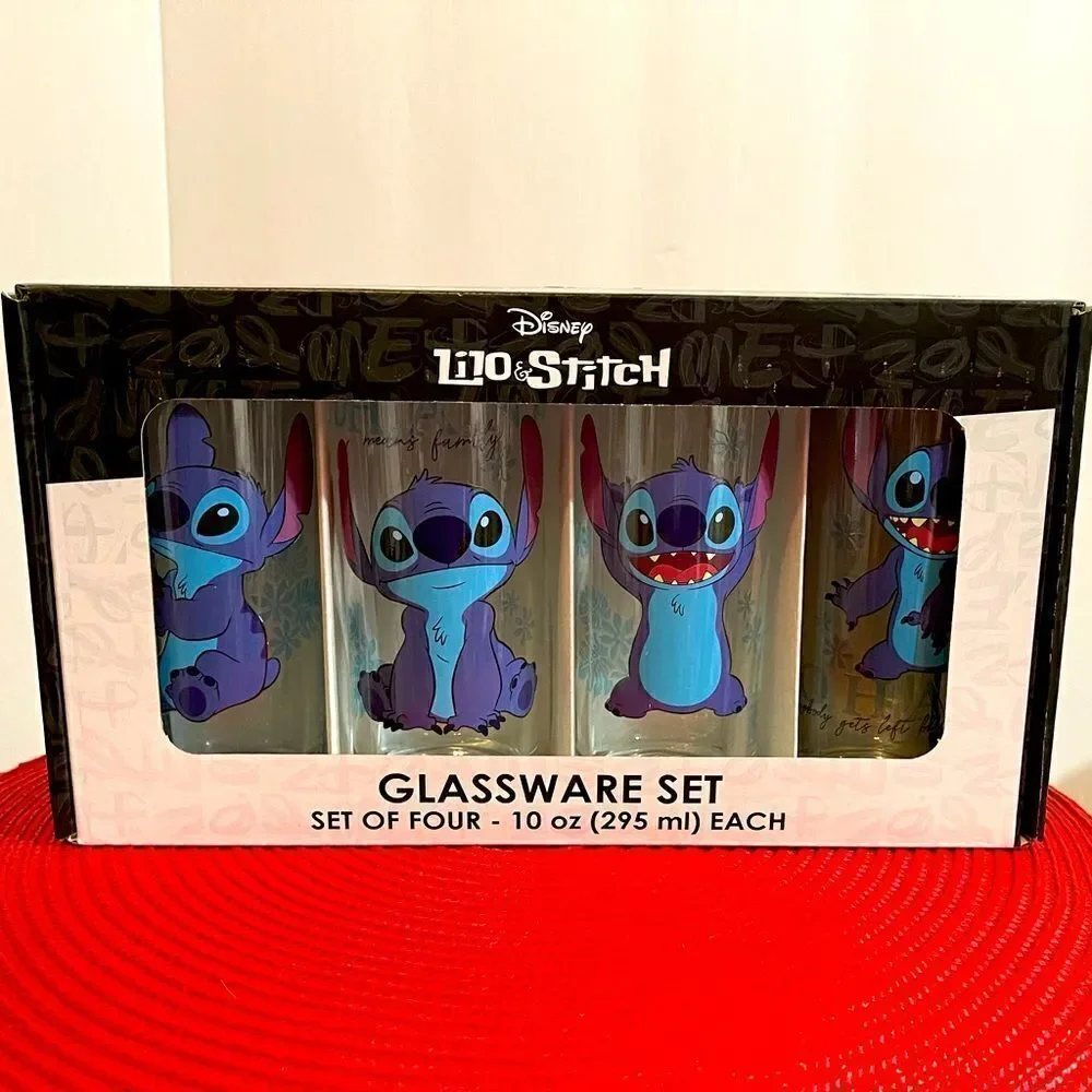 Disney Stitch glasses Set of 4 NWT